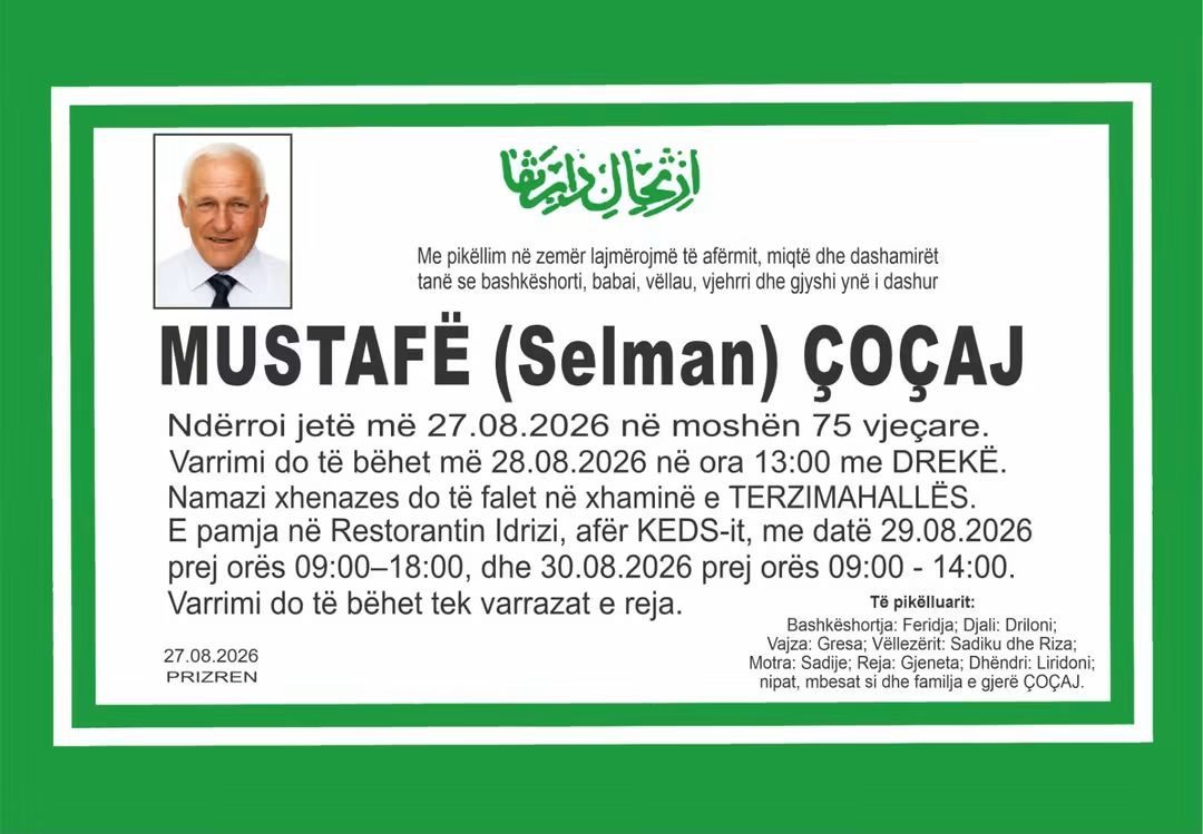 Njoftim për vdekjen