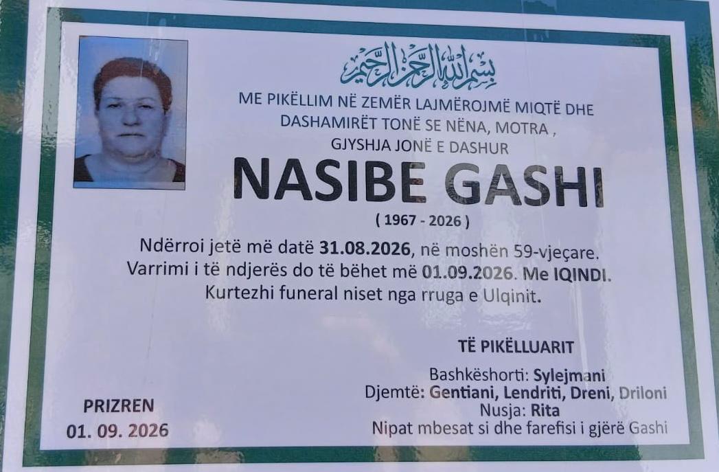Njoftim për vdekjen