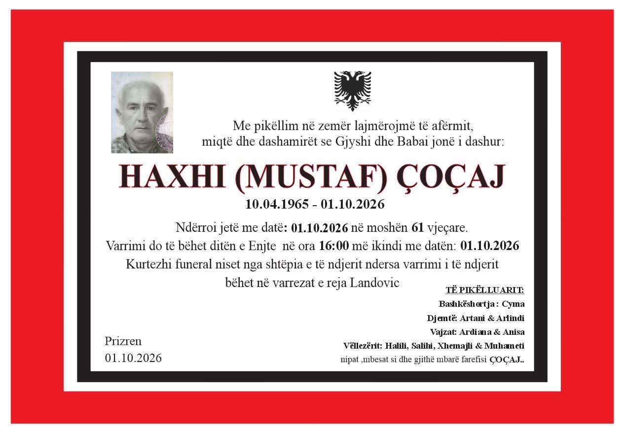 Njoftim për vdekjen