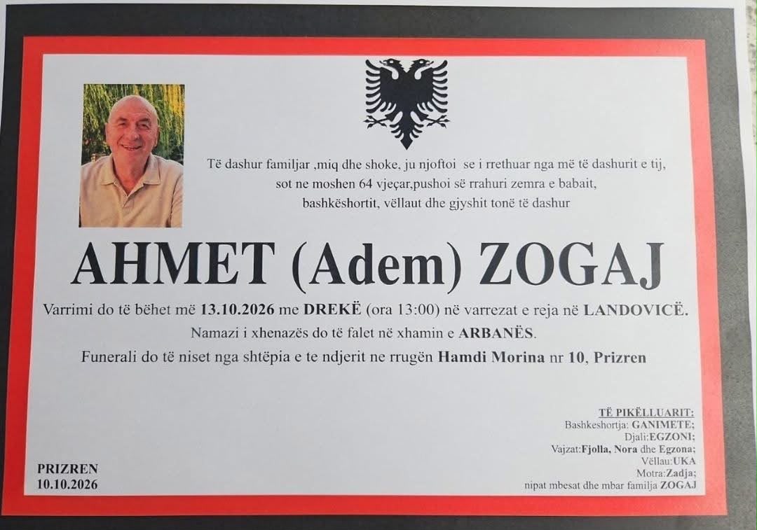 Njoftim për vdekjen
