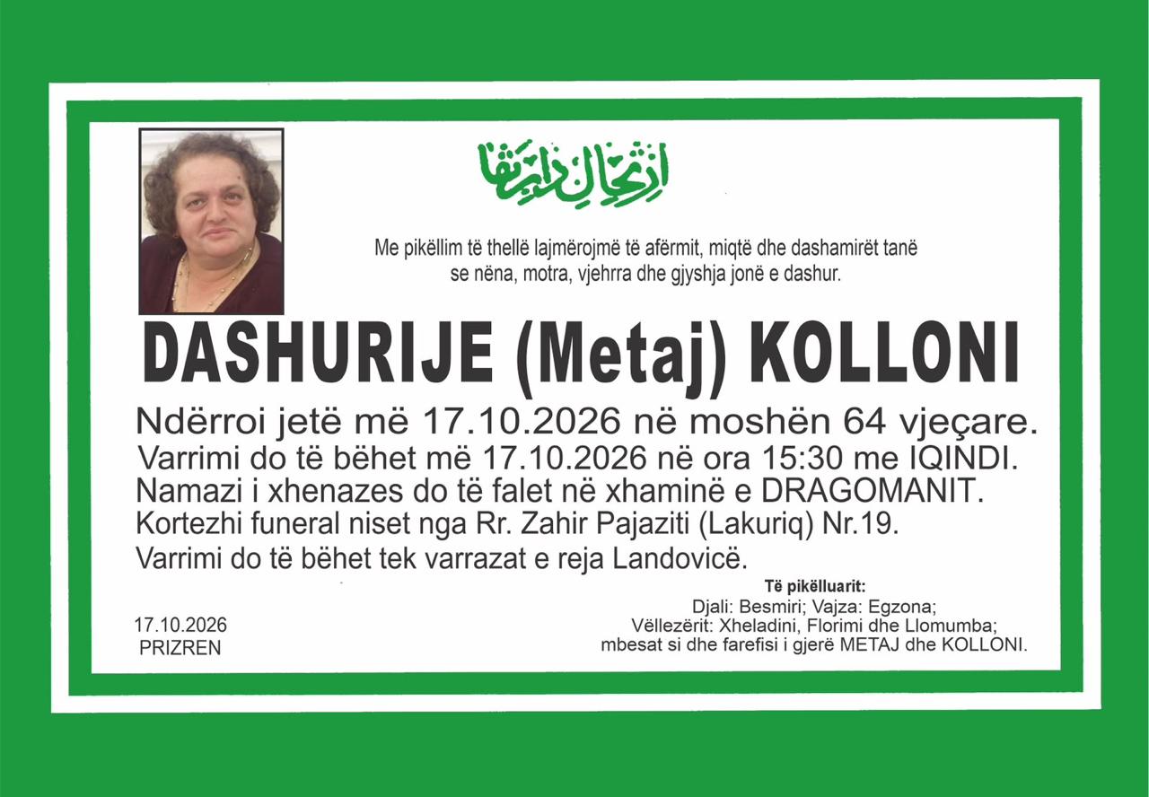 Njoftim për vdekjen