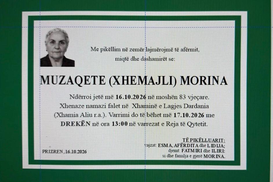 Njoftim për vdekjen